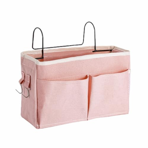 Tasche da Letto Appendibile con Gancio Borsa da Comodino per Organizer Sospesa Portaoggetti da Letto Appendibile Pratici Accessori per Il Letto Adatto per Letti a Castello Lettino Bambini (Rosa)