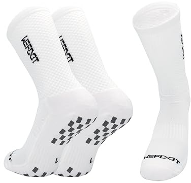 WE FOOT Dual Grip PLUS Crew Sports Socks Anti-Slip Socks for Men Women Soccer Football Futsal Basketball Tennis Pickleball (US, Numeric, 10, 12, Regular, Regular)