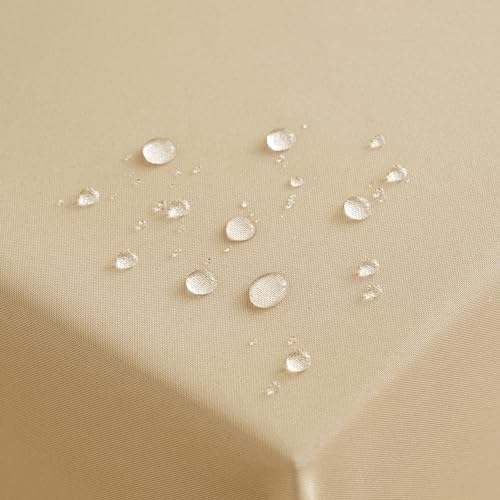MIULEE Tischdecke Abwaschbar Lotuseffekt Eckig Rechteckig 100x140cm Tischtuch Polyester Wasserabweisend Tischwäsche Schmutzabweisend Abwischbare Tafeldecke für Party Küche Beige