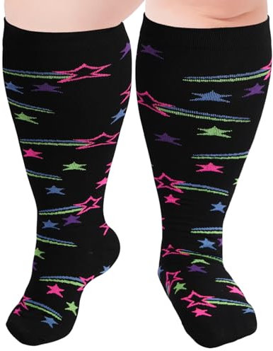Ancrina Übergröße Kompressionsstrümpfe für Damen & Herren, Kompressionssocken für Sport Laufen Flugreisen Radfahren
