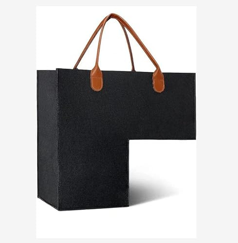 Storage Basket, Staircase Storage Basket Carpeted Stairs with PU Leather Handle (black)