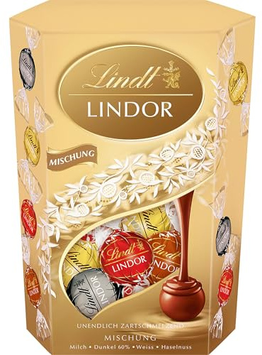 Lindt Schokolade | LINDOR Cornet Mischung | 500g | 38 Kugeln in 4 Sorten mit zartschmelzender Füllung im süßen Cornet | Schokoladen Geschenk