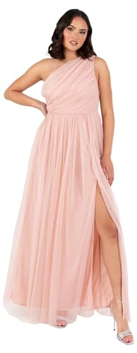 Anaya with Love Womens Ladies Maxi One Cold Shoulder Dress with Slit Split Sleeveless Prom Wedding Guest Bridesmaid Ball Evening Gown, Rubor melocotón 56
