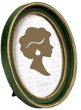 Tone Link. Cornice ovale vintage, 12,7 x 17,8 cm, lussuose cornici antiche con vetro frontale, da appendere alla parete, verde e oro