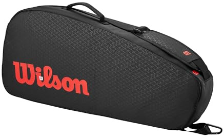 WILSON Clash V3 Super Tour Tennis Racket Bag - Black/Infrared, Holds up to 3 Rackets