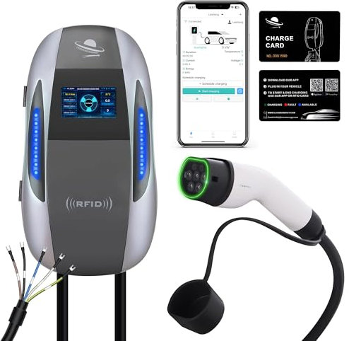 LEISHENG ENERGY Wallbox 11kW 16A EV mit 6m Typ 2 Ladekabel, 4.3 LED-Anzeige & IP65 Schutzklasse