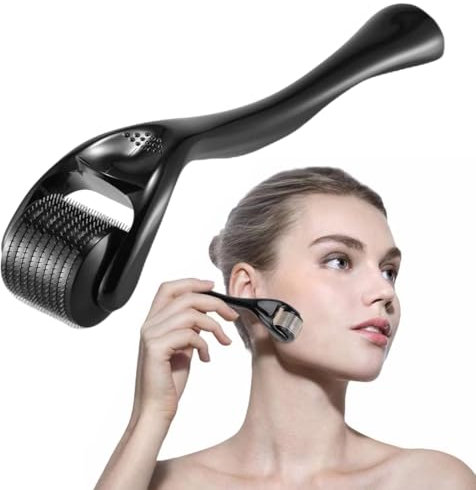 Dermaroller pour Repousse des Cheveux et Barbe, 0.5 mm Dermaroller Visage, Roller Micro Aiguille pour Stimule Repousse Cheveux/Pousse Barbe, Réduit la Perte de Cheveux,Visage Soin de la Peau