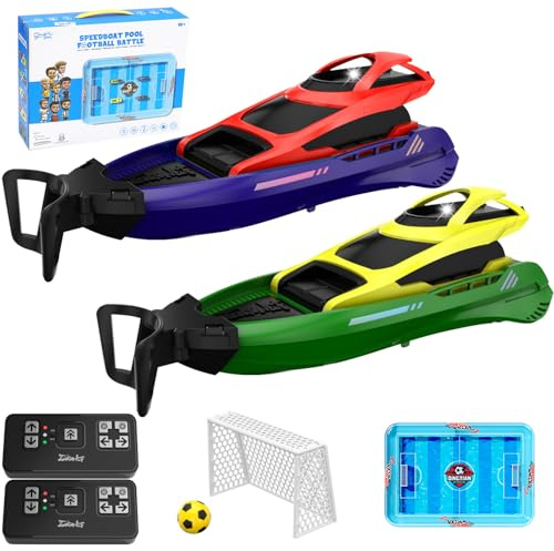 OBEST Bateau Télécommandé pour Enfants et Adultes, Ball Match RC Boat Set, Bateaux RC avec Jouets de Football Kick, Jouets de Piscine Gonflables