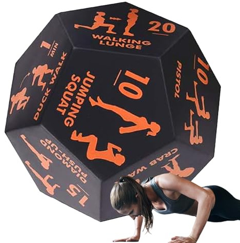 Fitness Würfel,12-Seitiger Übungswürfel Für Heimtraining - Sportzubehör Für Zuhause Frauen Männer Krafttraining Kniebeugen Liegestütze Ausfallschritte