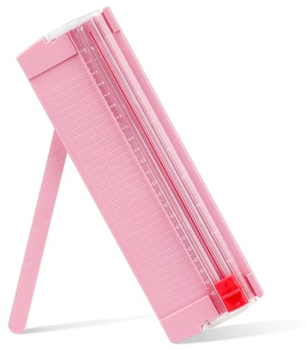 Mini Taglierina per Carta,Tagliacarte a Ghigliottina A4 A5 con Protezione Automatica di Sicurezza per Etichette di Carta, Carta Artigianale e Foto (Pink)