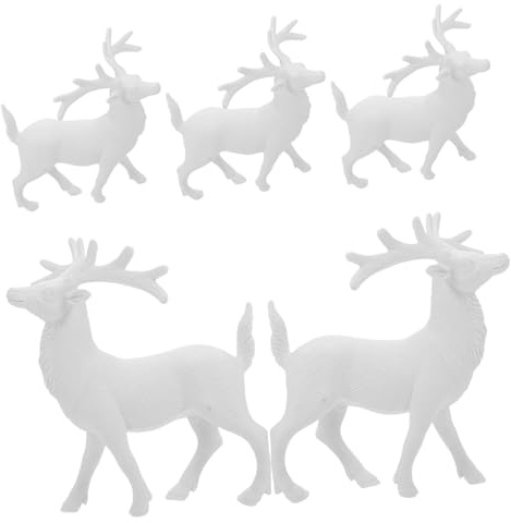 Amosfun Set De Décorations De Cerf Blanc Pur Noël Figurines Résistantes pour Décoration Intérieure Et Extérieure Accessoires Festifs pour Fête Et Maison