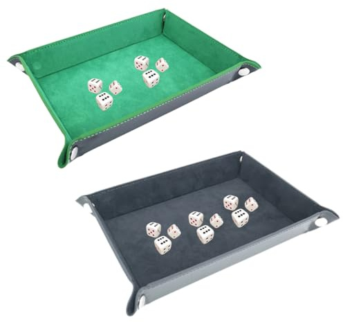 JYNVO 2pcs Piste de Dés Pliable, Plateau de Dés Cuir Rectangulaire Velours, Double Face pour DND, RPG & Jeux de Table