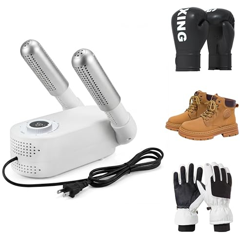 Asciugatrice per guantoni da boxe, asciuga stivali e scarpe – Essiccatore portatile, asciuga guanti pieghevole e scaldascarpe, con soffiatore di calore e UV, costante 48 °C, timer 2 ore, elimina odori
