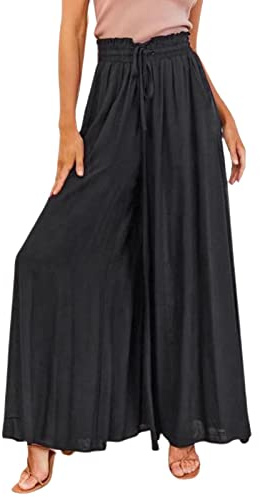 Gonna Pantalone Donna A Gamba Larga Pantaloni Donna Estivi Casual Elastica Vita Alta Larghi Leggeri Pantalone Boho Eleganti Gamba Larga Pantaloni Palazzo Da Spiaggia Con Coulisse Pants Con Tasche