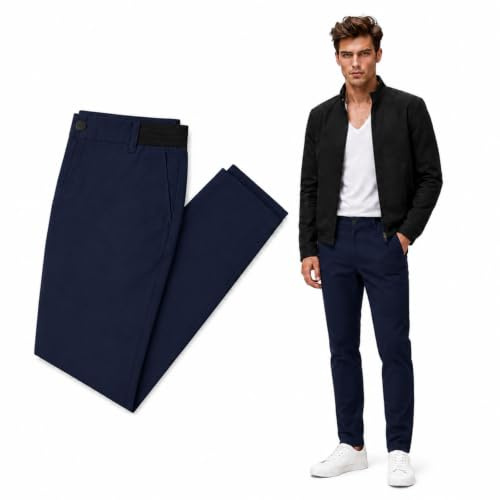 Bellutia Pantalon Extensible MorphoFit Taille Élastique Homme (Marine,M)