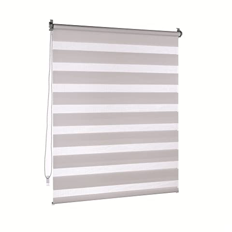 Victoria M. Doppelrollo Klemmfix ohne Bohren, 65 x 230 cm (BxH) Grau, Rollo Fensterrollo lichtdurchlässig & verdunkelnd,Duo-Rollo Klemmmontage Zebrarollo für Fenster & Türen