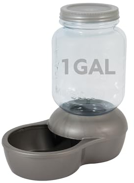 Petmate Mason Inspired Replendish Gravity Waterer, Water Dispenser for Dogs and Cats, 1 Gallon Silver, Made in USA