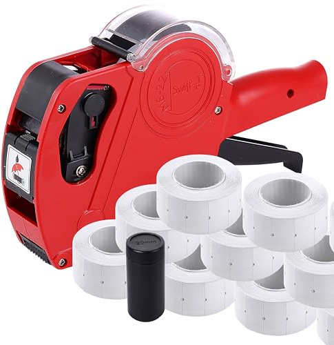 swift Price Gun Kit Red with 5000 Labels 22x12mm and Spare Ink Pricing Tag Sticker Printer Maker For Clothes For Clothes Food Stationary Retail M8-22