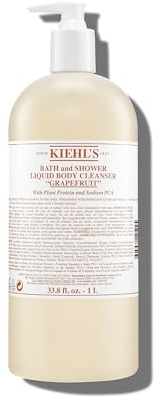 Kiehl's Grapefruit Liquid Body Cleanser, Gentle + Refreshing Foaming Body Wash, Aromatic Bath + Shower Experience, Maintains Moisture, Smooths Skin, Conditions, and Hydrates - 33.8 fl oz /1 Liter Pump