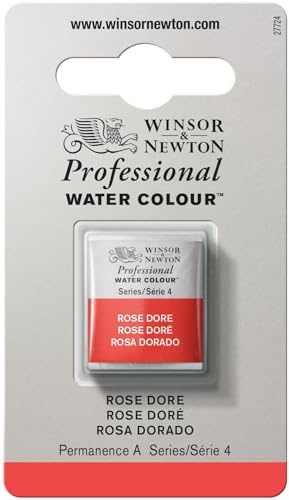 Winsor & Newton Acuarela Profesional - Pintura de Acuarela, Alta Luminosidad, Resistente a la Luz, Calidad de Archivo, 1/2 Godet, Color Rosa Dorado