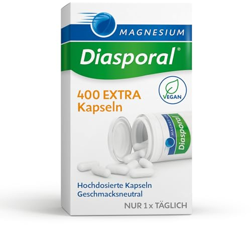 Magnesium-Diasporal 400 EXTRA Kapseln | Hochdosierte 400 mg Magnesium Kapseln | Vegan, geschmacksneutral und leicht zu schlucken | Ideal bei erhöhtem Bedarf | Glutenfrei und laktosefrei | 20 Stück