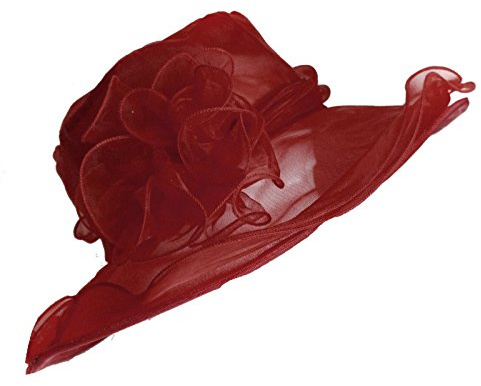 Caprilite Tocado de organza con sombrero rojo vino burdeos para boda, día de las damas, carrera, sombrero de Ascot, granate, Talla única
