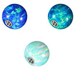 PIERCINGLINE Universelle Schraubkugel mit Gewinde SYNTH. OPAL Piercing Aufsätze Ersatz Dunkelblau Dungelgrün Mintgrün 16 x 5 mm