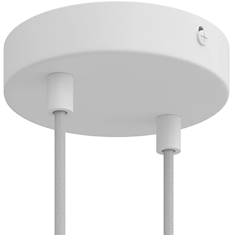 creative cables - Kit rosone cilindrico in Metallo a 2 Fori - Cilindrico, Bianco Opaco