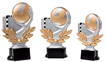 Henecka Handball-Pokal, Resinfigur Handball, Silber Rosegold, mit Wunschgravur, Größe 20 cm