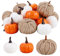 GLAITC Citrouilles artificielles,22pièces Mini assorties blanches orange Récolte d'automne fausses pour Halloween Thanksgiving Décorations de table fête mariage, Multicolore