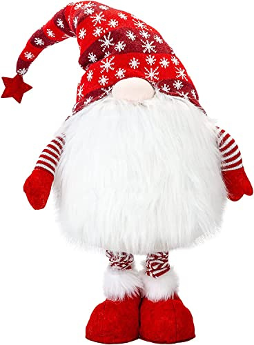 PMS VFM - Christmas Giant Gonk Red Standing, Extending Legs Gnome, Xmas, Plush, Decoration, Tree Ornaments, Holiday Decor, Swedish, Navian, Great for Christmas 34/86cm
