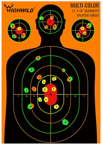 Highwild Silhouette Splatter Paper Targets - Splash Effect of Multiple Colors - 12x18 Inch (50 Pack)