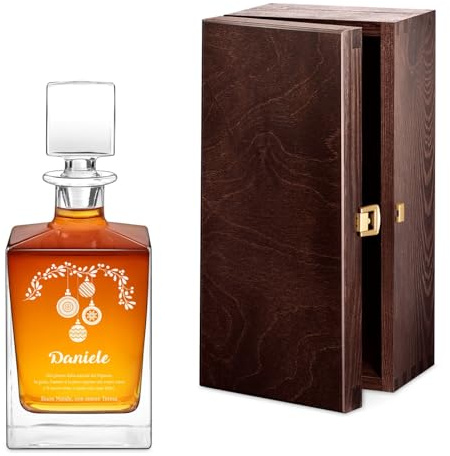 Maverton Caraffa da whisky e cognac da 0,81 L con incisione personalizzata - Decanter in vetro per whiskey - Bottiglia per compleanno o anniversario - pensiero speciale per papà - buon natale!