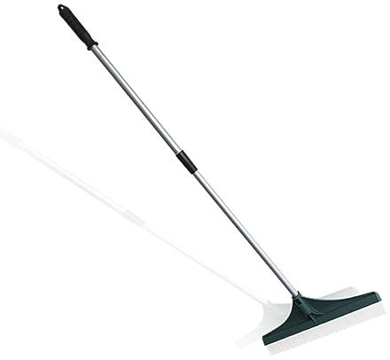 Râteau à gazon artificiel, râteau à gazon artificiel, râteau à gazon avec poignée pliable en acier léger, tête en plastique avec brosse PA, râteau à tapis de 131 cm pour enlever les poils d'animaux