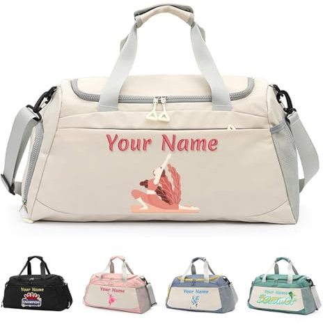 Personalisierte Yoga/Tanztasche für Frauen - Seesack-Reisetasche Mit Namen, Schuhfach und Tasche für Trockene und Nasse Kleidung, Zweifach-Beutel