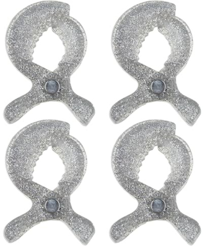 SIRLOMU 4 Piezas Clips para Cochecito Universal Pinzas de Fijación para Cochecitos, Sillas de Paseo, Sillas de Ruedas (Plateado)