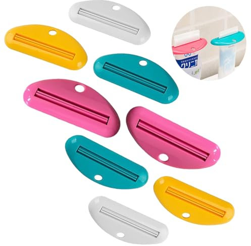 TSUOUKL 8Pièces Distributeur de Dentifrice,Presse Dentifrice Tube Roulant,Plastique Presse Tubes, Tubes de Dentifrice Rotatifs,Presse-Agrume de Dentifrice,pour Dentifrice, Crèmes, Cosmétiques
