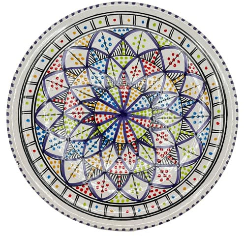 Hand-Painted Ceramic Pizza Plate – Tunisian Craftsmanship Ø 35 cm 1401251603 Morocco Turkey Ethnic World