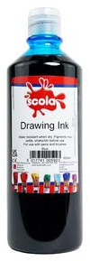 Scola Drawing Ink, 600ml Bottle, Brilliant Blue, Water-Based Ink, Arts & Craft Projects, For Children & Schools