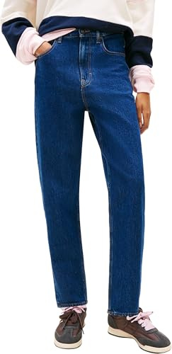 Tommy Jeans Vaqueros Mujer Mom Tapered Fit, Azul (Denim Dark), 28W/32L