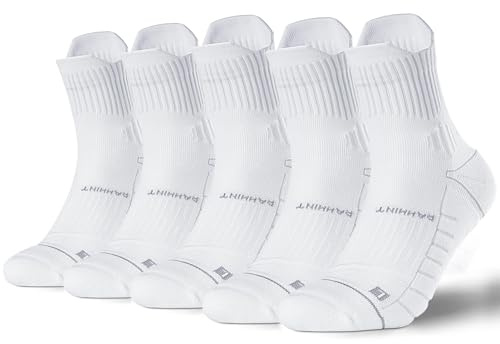 Rahhint Coolmax - 5 pares de calcetines de senderismo para verano, antiburbujas, transpirables, para hombre y mujer, Blanco, 42-47