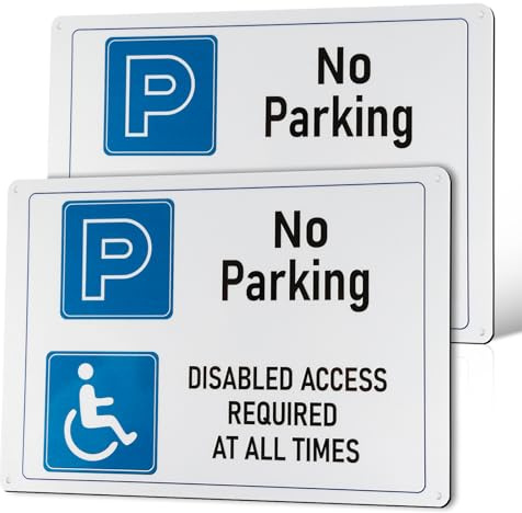 Maxmoc 2 Pcs No Parking Disabled Access required Sign, PVC Rigid Plastic | 4 Pre-Drilled Holes No Parking Signs Outdoor, 300x200x10mm, Self-Adhesive, Tough, Durable and Rust-Proof Weatherproof Sign
