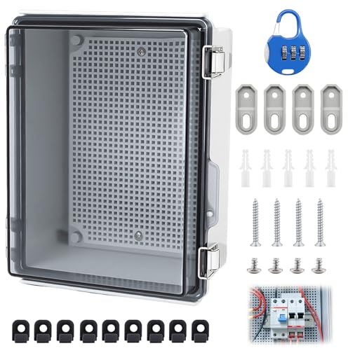 ANEELV kopplingsdosa IP65, vattentät fördelningsbox, 22 × 17 × 11 cm | Robust ABS-hölje med transparent lock, monteringsplatta och kombinationslås – för skyddade elinstallationer utomhus.