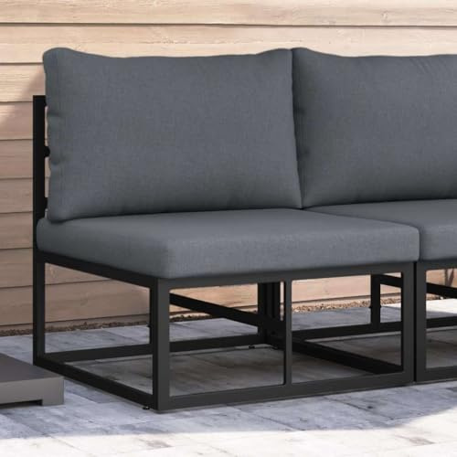 Ziaphsol trädgårdsmöbler set svart aluminium, modern utomhus loungesoffa med kudde, väderbeständig för terrass, balkong, trädgård, hållbar