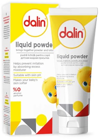 Dalin Liquid Baby Powder 100ml, Moisture Absorbing Diaper Rash Prevention Lotion for Sensitive Skin, Hypoallergenic Talc Free Baby Skincare, Daily Use 1 Pack