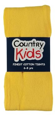 Country Kids Girl's Luxury Cotton Tights, Yellow (Marigold), 9-11 Years UK