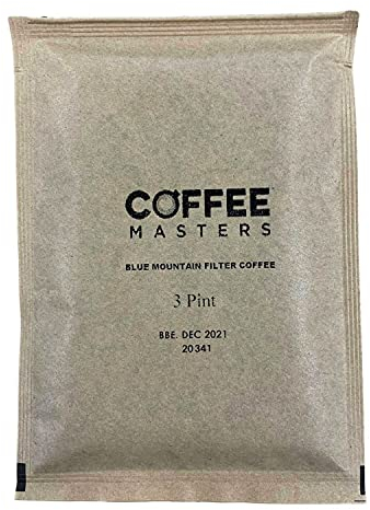 Coffee Masters Ground Coffee Blue Mountain Blend - 50 Sachets x 3 pints - Bonus 50 Filters - Made From 100% Arabica - Bulk Perfect for Barista Filter Machine