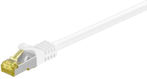 Goobay 92669 Câble Lan 20 mètres doublement blindé S-FTP - Câble réseau CAT 7 Câble 20m - Câble LAN CAT 7 avec 10 Gigabit - Prise RJ45 - Blanc