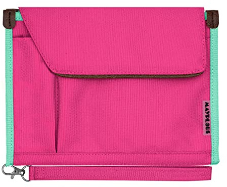 Mayplous Dossier de conférence A5 Sac de Rangement Professionnel Mallette de Transport pour Bloc-Notes Cas de Document A5 Portfolio Organizer (Rose Rouge)