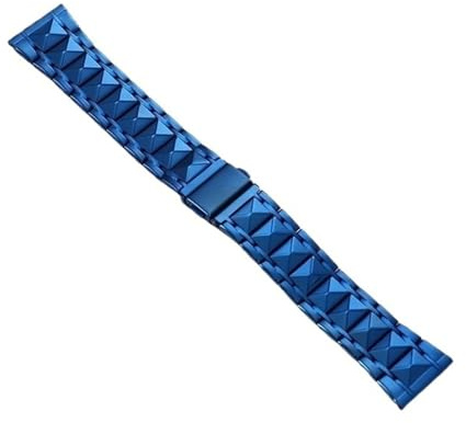 Klassiskt rostfritt stålarmband i borstad metall, dam- och herrklockor, utbytbart dubbelspänne(Blue)